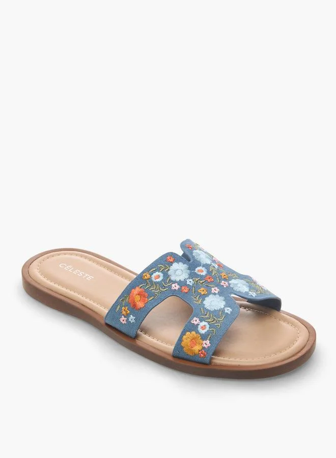 سيليست Women Floral Embroidered Flat Sandals